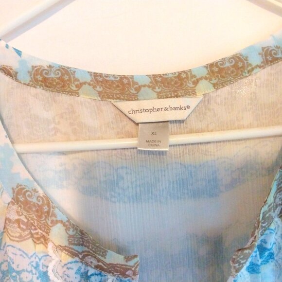 Christopher & Banks Floral Lined Top XL Cottagecore Coastal Grandma Cottagecore - Picture 3 of 10